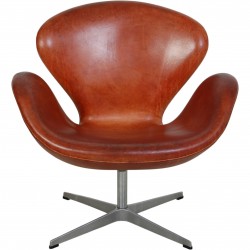 Arne Jacobsen Swan chair in patinated cognac leather