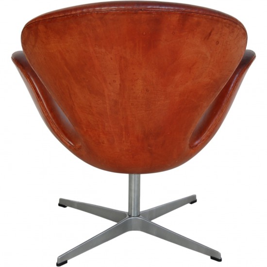 Arne Jacobsen Svane stol i patineret cognac læder