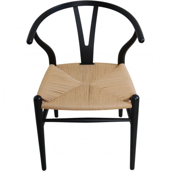 Sæt af 8 sorte Hans Wegner Y-stole CH24