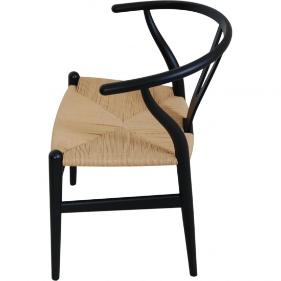 Sæt af 8 sorte Hans Wegner Y-stole CH24