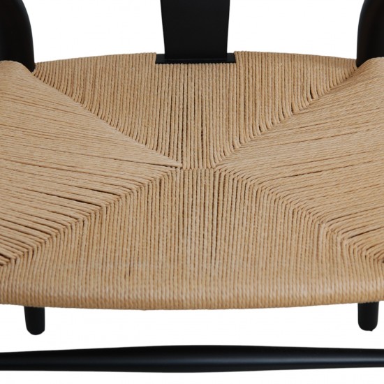 Sæt af 8 sorte Hans Wegner Y-stole CH24