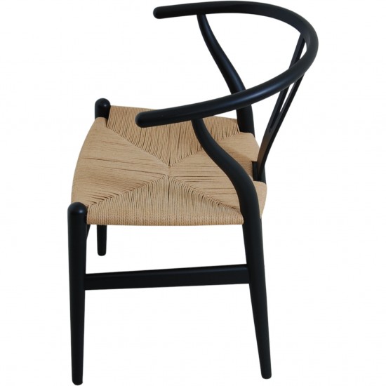 Sæt af 8 sorte Hans Wegner Y-stole CH24