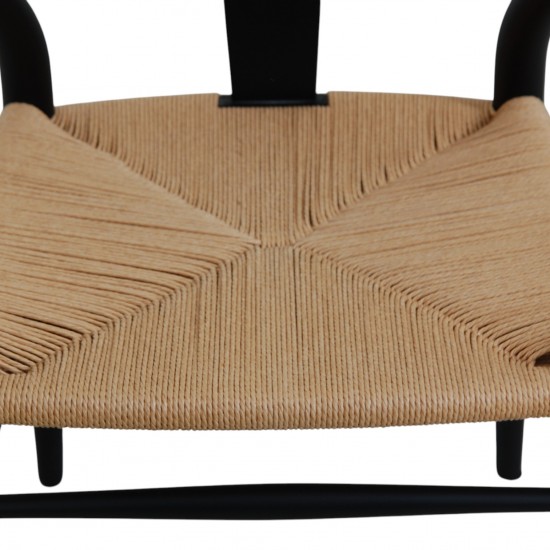 Sæt af 8 sorte Hans Wegner Y-stole CH24