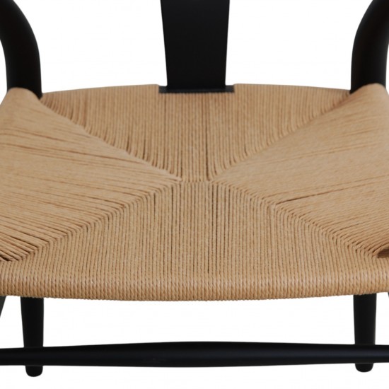 Sæt af 8 sorte Hans Wegner Y-stole CH24