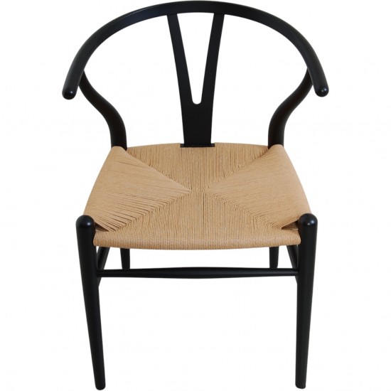 Sæt af 8 sorte Hans Wegner Y-stole CH24