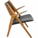 Hans Wegner CH28 Savbukkestol i eg og sort læder