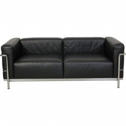 Le Corbusier LC3 2.personers sofa i sort læder