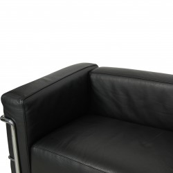Le Corbusier LC3 2.personers sofa i sort læder