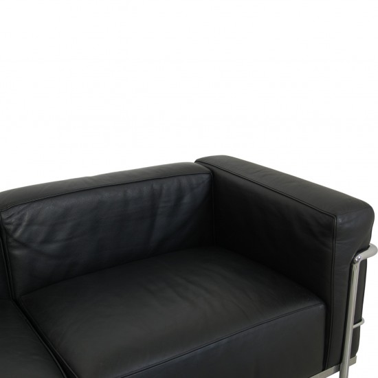 Le Corbusier LC3 2.personers sofa i sort læder