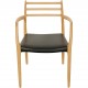NO Møller NO62 armchair in beech and black leather