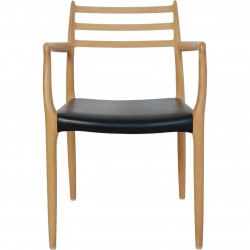 NO Møller NO62 armchair in beech and black leather