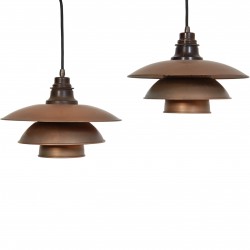 Set of two Poul Henningsen PH3/3 Pendants in copper 1920s