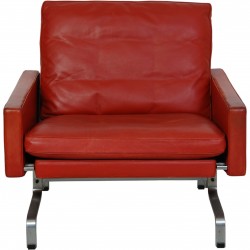 Poul Kjærholm PK31 loungestol i rødt anilin læder