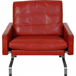 Poul Kjærholm PK31 loungestol i rødt anilin læder