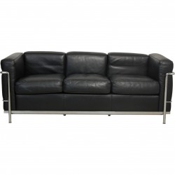 Le Corbusier 3-personers LC2 sofa i sort læder
