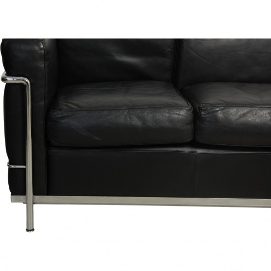 Le Corbusier 3-personers LC2 sofa i sort læder