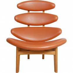 Poul M. Volther Corona chair in cognac aniline leather with oak frame