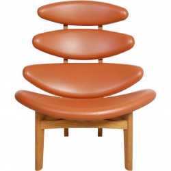 Poul M. Volther Corona chair in cognac aniline leather with oak frame