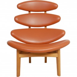 Poul M. Volther Corona chair in cognac aniline leather with oak frame