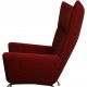 Hans Wegner Wingchair med skammel i rødt stof