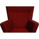 Hans Wegner Wingchair med skammel i rødt stof