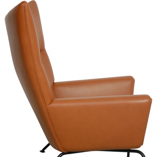Hans Wegner CH445 Wingchair nybetrukket med cognac classic læder