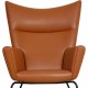 Hans Wegner CH445 Wingchair nybetrukket med cognac classic læder