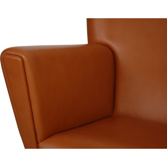 Hans Wegner CH445 Wingchair nybetrukket med cognac classic læder