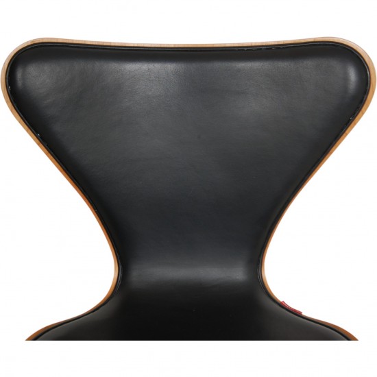Arne Jacobsen 3187 Barstol i kirsebærtræ og sort læder