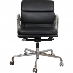 Charles Eames EA-217 office chair fully upholstered in black leather