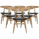 Sæt med 6 Hans Wegner CH33p stole i eg