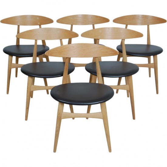Sæt med 6 Hans Wegner CH33p stole i eg