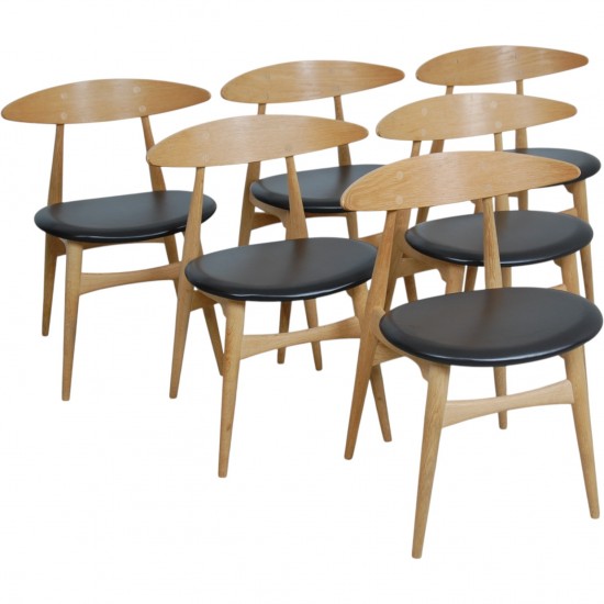 Sæt med 6 Hans Wegner CH33p stole i eg