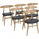 Sæt med 6 Hans Wegner CH33p stole i eg