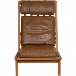 Hans Wegner GE-375 stol i brun læder