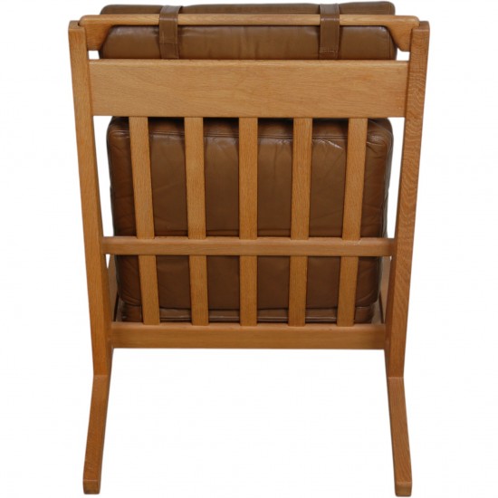 Hans Wegner GE-375 stol i brun læder