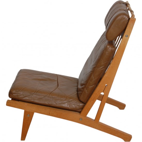 Hans Wegner GE-375 stol i brun læder