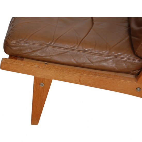 Hans Wegner GE-375 stol i brun læder