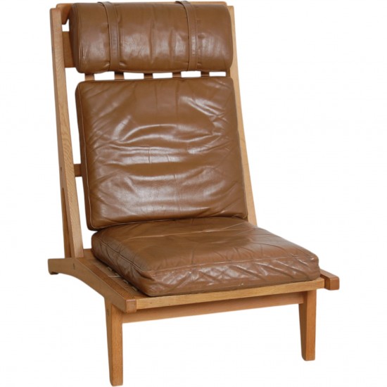 Hans Wegner GE-375 stol i brun læder