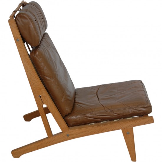 Hans Wegner GE-375 stol i brun læder