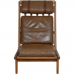 Hans Wegner GE-375 stol i brun læder