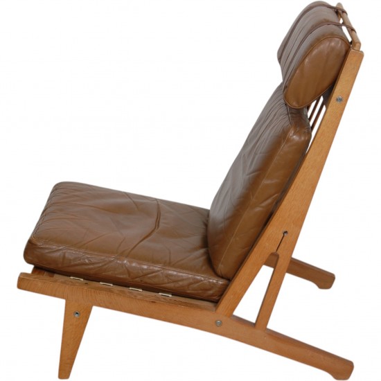 Hans Wegner GE-375 stol i brun læder