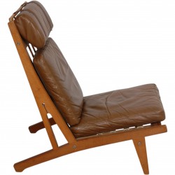 Hans Wegner GE-375 stol i brun læder