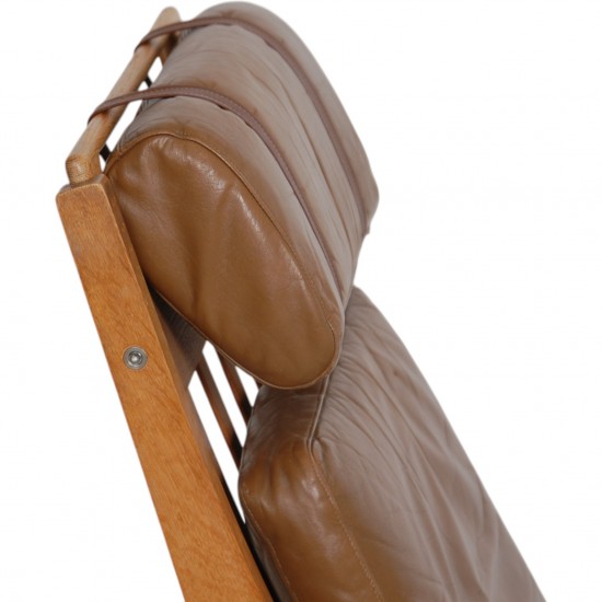 Hans Wegner GE-375 stol i brun læder