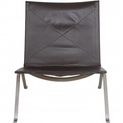 Poul Kjærholm PK-22 chair in dark brown leather