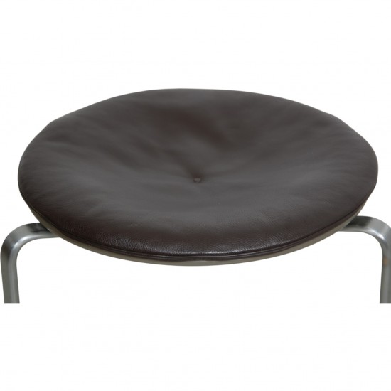 Poul Kjærholm PK33 stool in dark brown leather