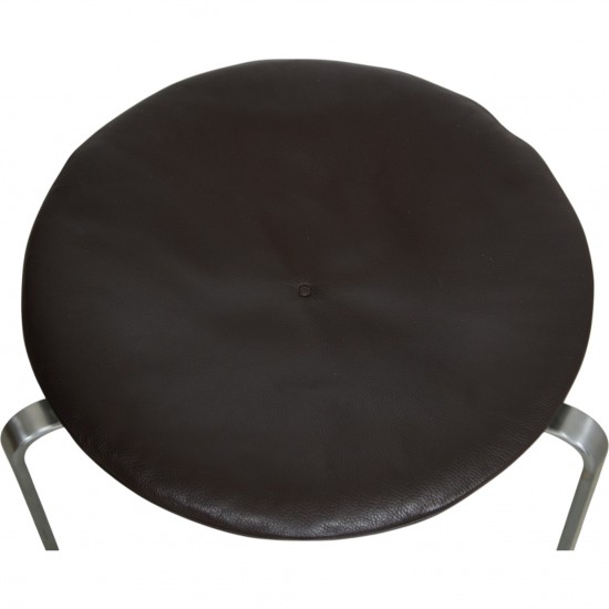 Poul Kjærholm PK33 stool in dark brown leather