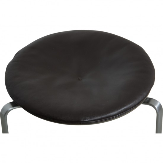 Poul Kjærholm PK33 stool in dark brown leather