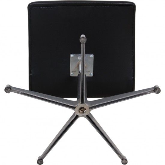 Arne Jacobsen Oxford chair reupholstered in black classic leather 1979