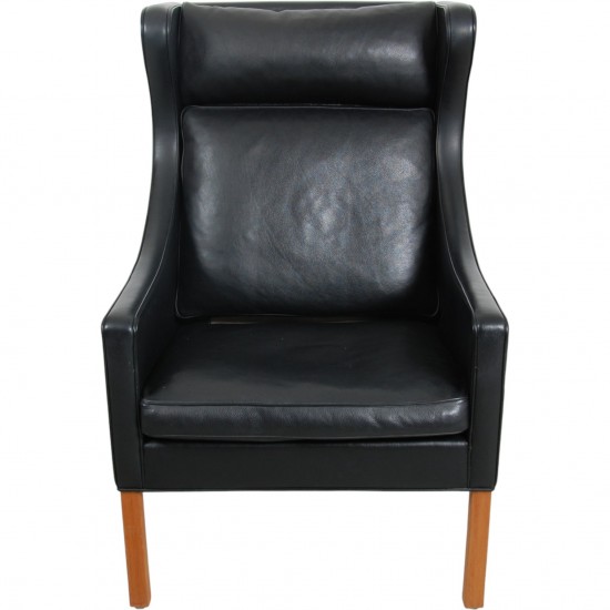 Børge Mogensen 2204 Øreklapstol i sort læder
